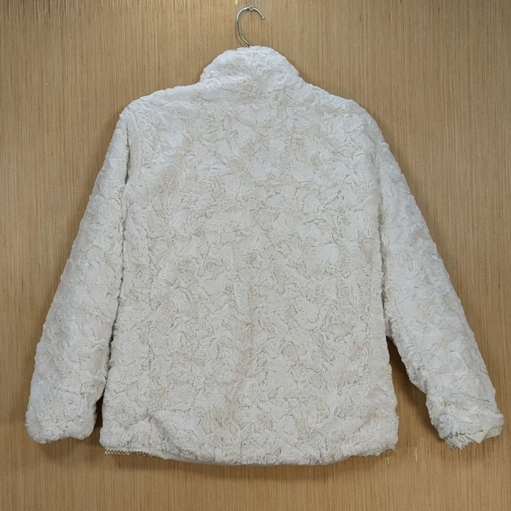 The North Face Girls XL‎ 18 Reversible Mossbud Swirl Jacket Tan White Fair Isle